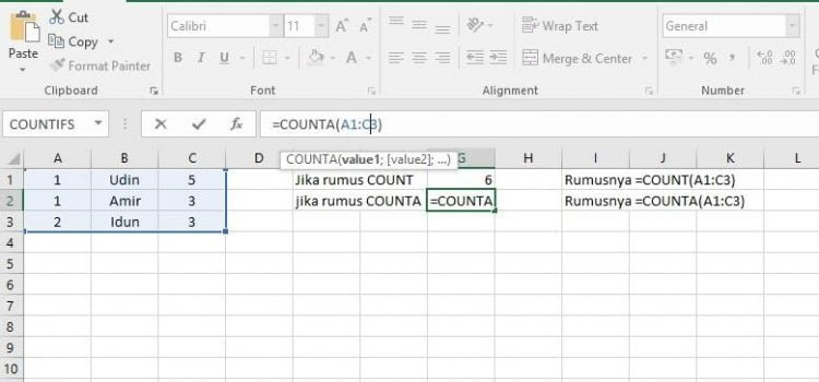 Rumus Count dan Counta