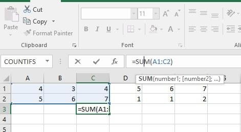 rumus excel sum