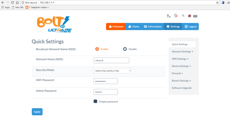 Cara Merubah Password Wifi Bolt Home