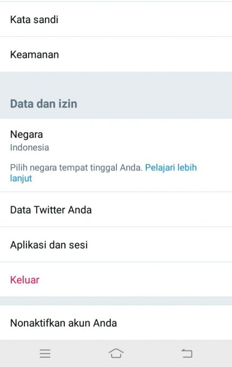 Hapus akun twitter