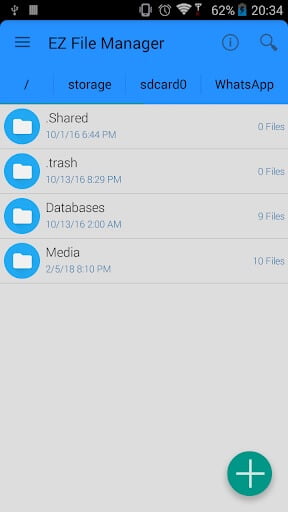 Jika sudah mendownload salah satunya, buka aplikasi tersebut lalu cari folder WhatsApp lalu Database di memori internal