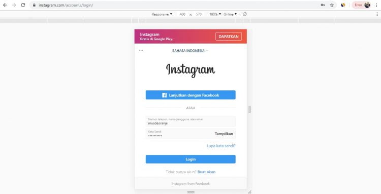 Cara upload foto IG di PC Google Chrome