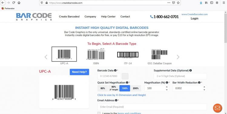 Pertama kunjungi website Createbarcodescom di alamat berikut