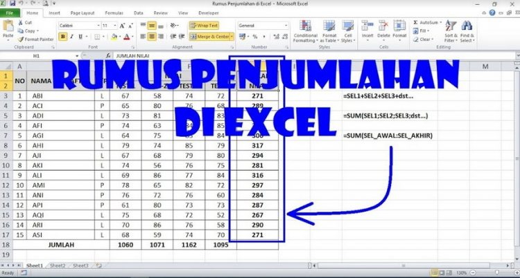 Rumus Penjumlahan Excel dengan Simbol + dan Fungsi SUM