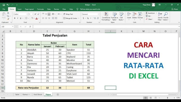 Rumus Rata-rata Excel: Fungsi Average