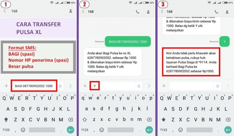Cara transfer pulsa XL Via SMS