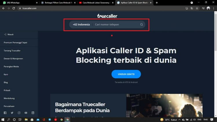 Lacak HP dengan TrueCaller