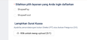 pendaftaran shopee food